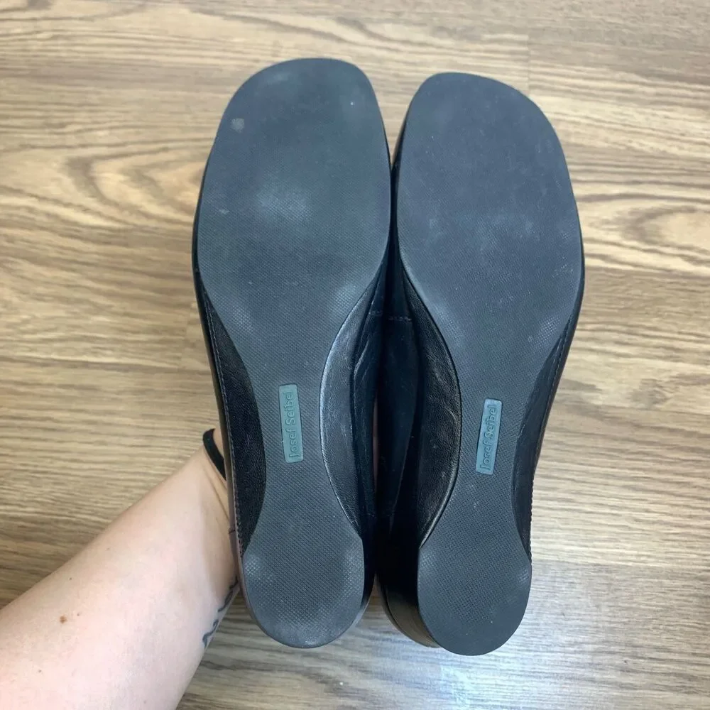 Josef Seibel Slip On Shoe‎ Black Laser Cut Leather Wedge Size 39